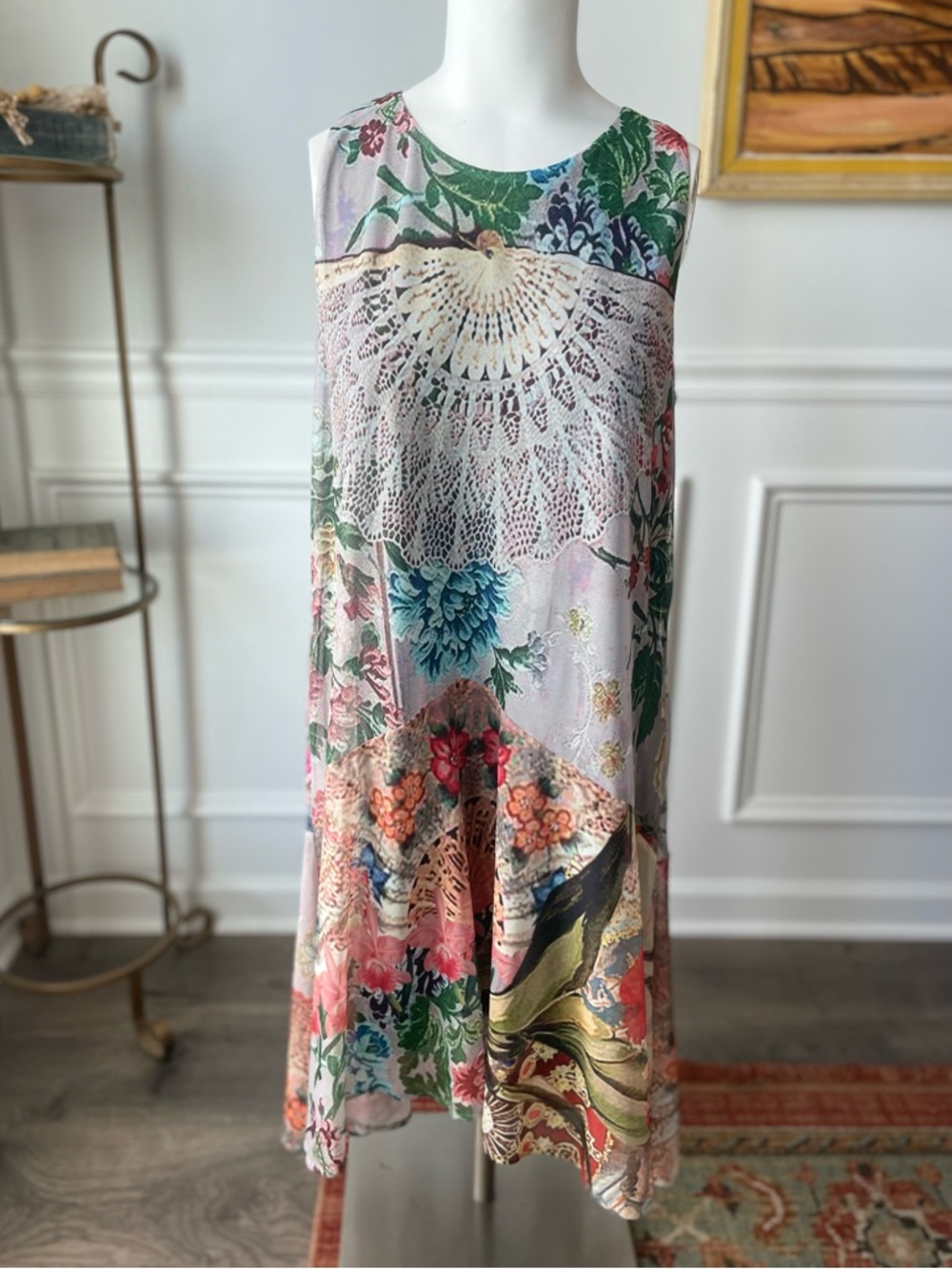 Desigual Multicolor Floral Mesh Overlay Dress